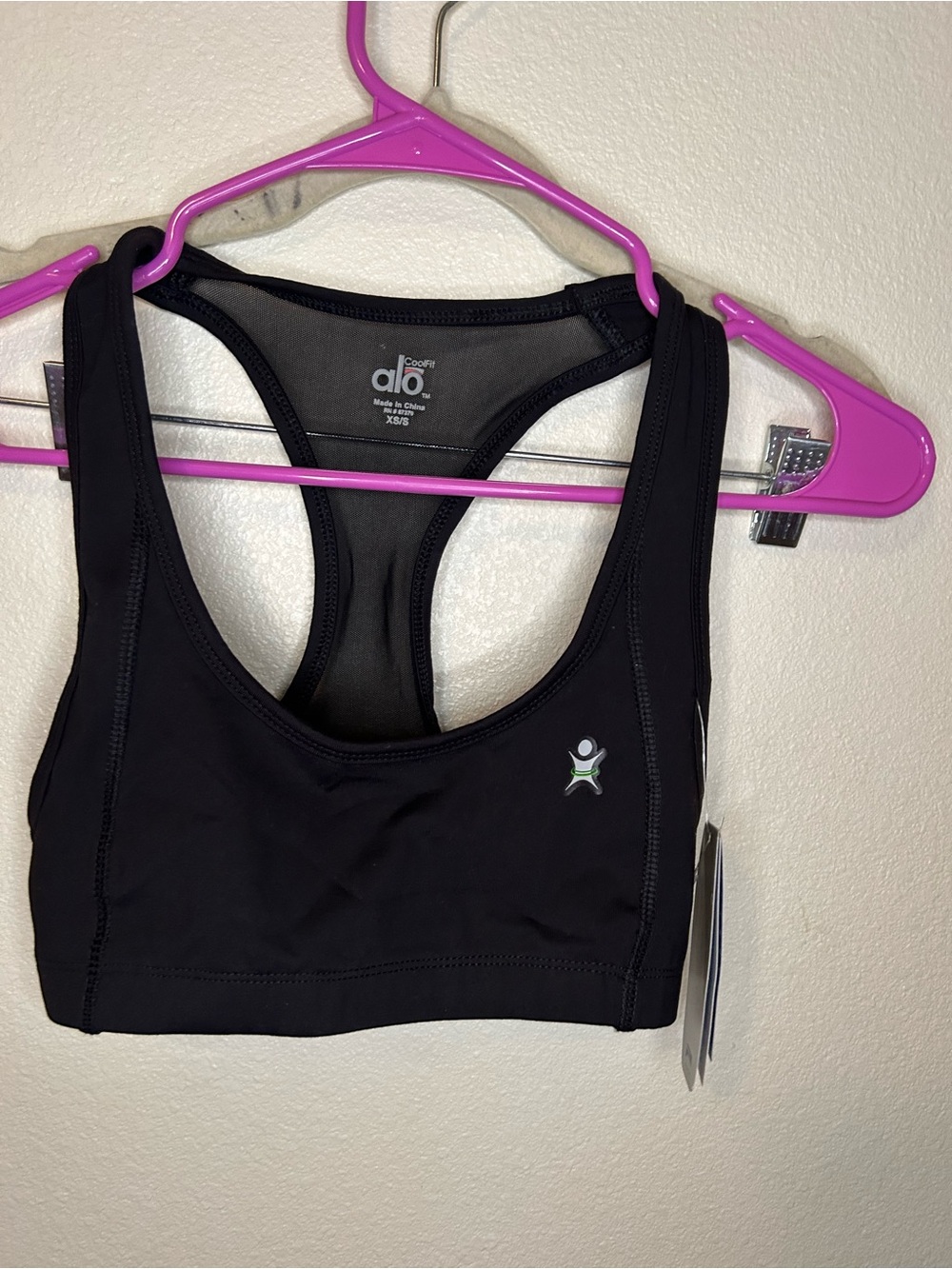 ALO Yoga Black Racerback Sports Bra with Subtle Logo